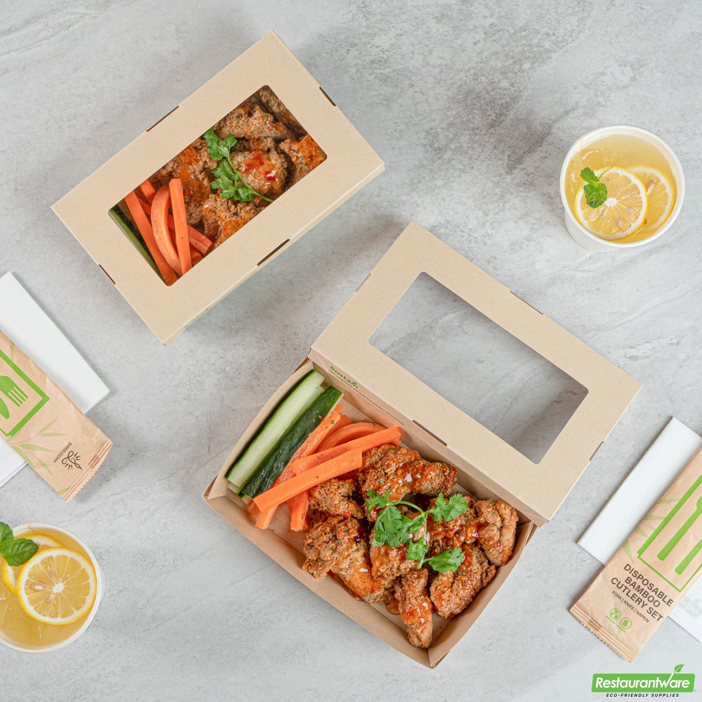 Restaurantware Sustain 34 Oz Bamboo Paper Large Take Out Container - 8 1/2" X 5 1/4" X 1 1/2"