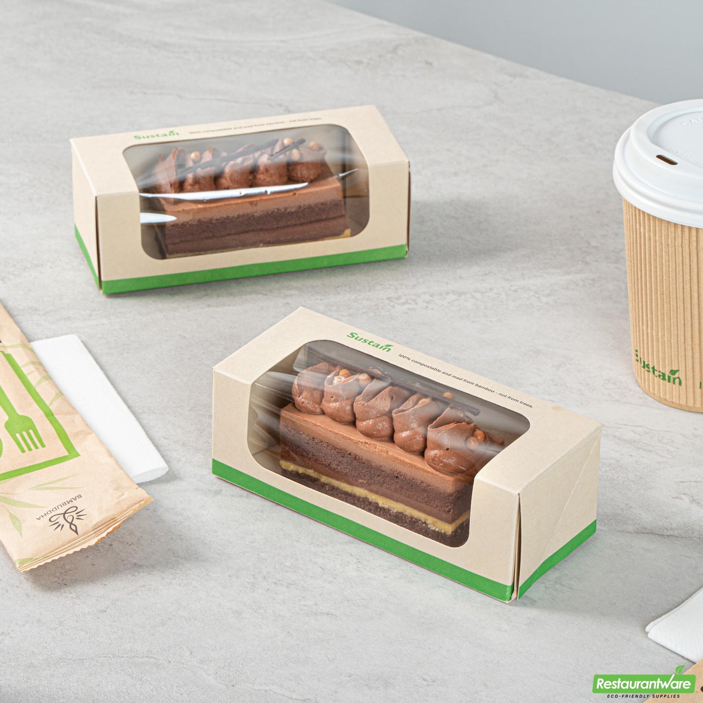 Restaurantware Sustain 13 Oz Bamboo Paper Small Take Out Container - 6" X 2 1/2" X 2"
