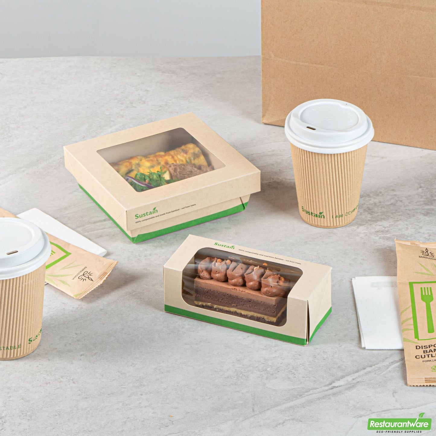 Restaurantware Sustain 13 Oz Bamboo Paper Small Take Out Container - 6" X 2 1/2" X 2"