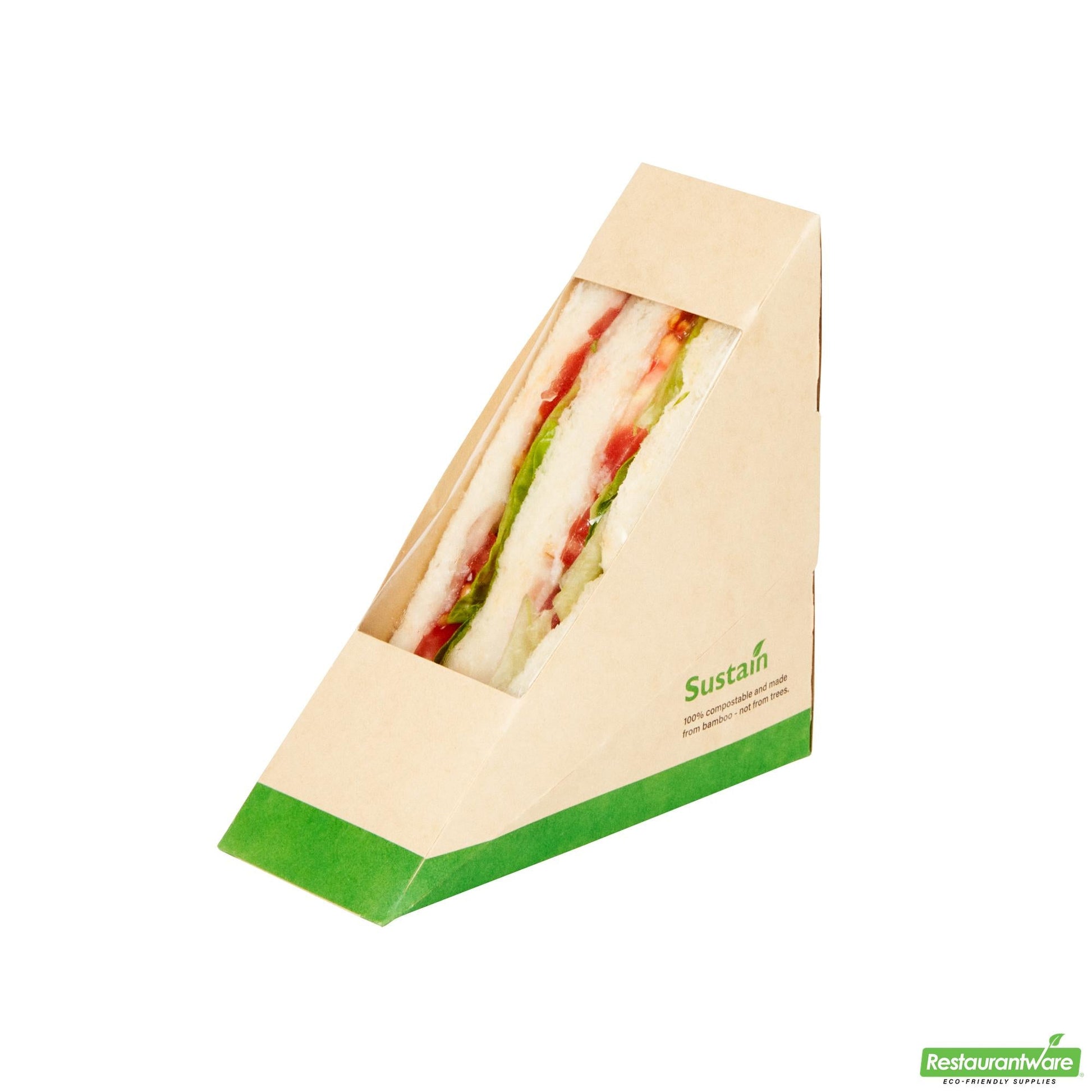 Wholesale Restaurantware Bamboo Paper Small Sandwich Box - 4.8" X 4.8" X 2"- Bulk