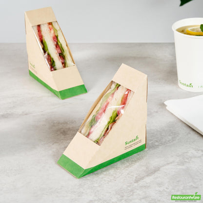 Wholesale Restaurantware Bamboo Paper Small Sandwich Box - 4.8" X 4.8" X 2"- Bulk