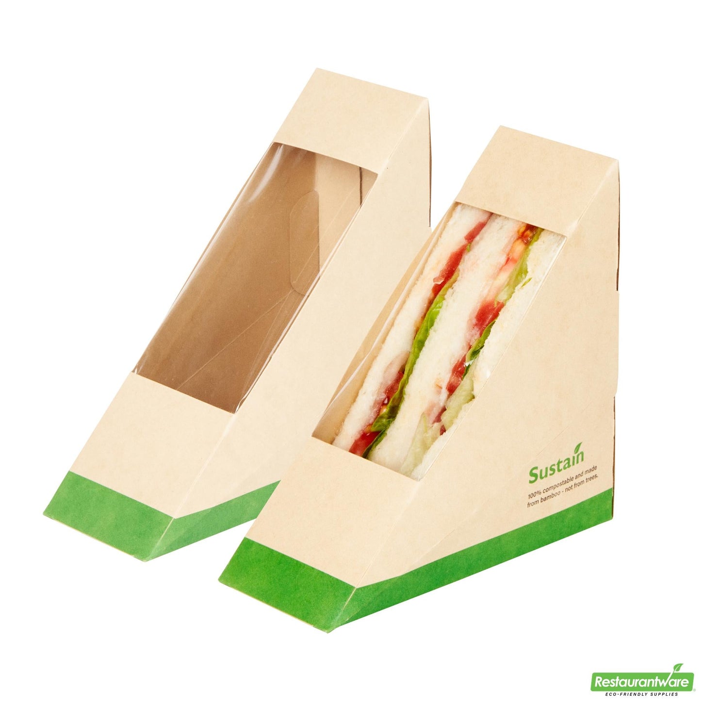 Wholesale Restaurantware Bamboo Paper Small Sandwich Box - 4.8" X 4.8" X 2"- Bulk