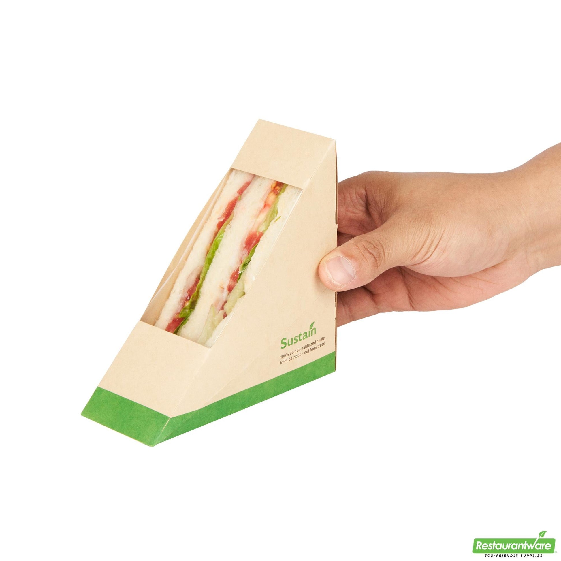 Wholesale Restaurantware Bamboo Paper Small Sandwich Box - 4.8" X 4.8" X 2"- Bulk
