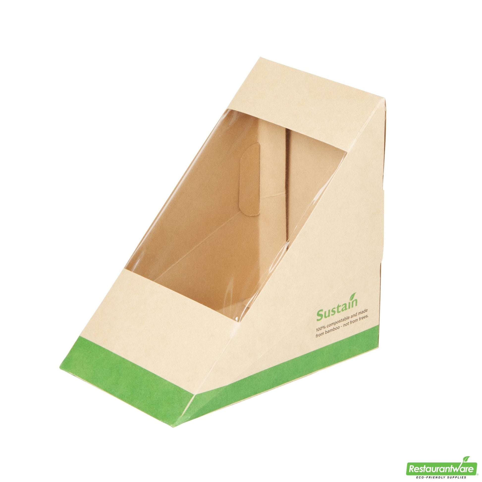 Wholesale Restaurantware Bamboo Paper Large Sandwich Box - 4.8" X 4.8" X 3.2"- Bulk