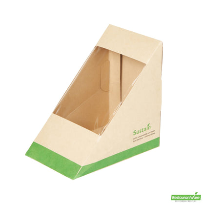 Wholesale Restaurantware Bamboo Paper Large Sandwich Box - 4.8" X 4.8" X 3.2"- Bulk