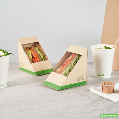 Wholesale Restaurantware Bamboo Paper Large Sandwich Box - 4.8" X 4.8" X 3.2"- Bulk