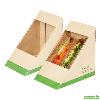 Wholesale Restaurantware Bamboo Paper Large Sandwich Box - 4.8" X 4.8" X 3.2"- Bulk