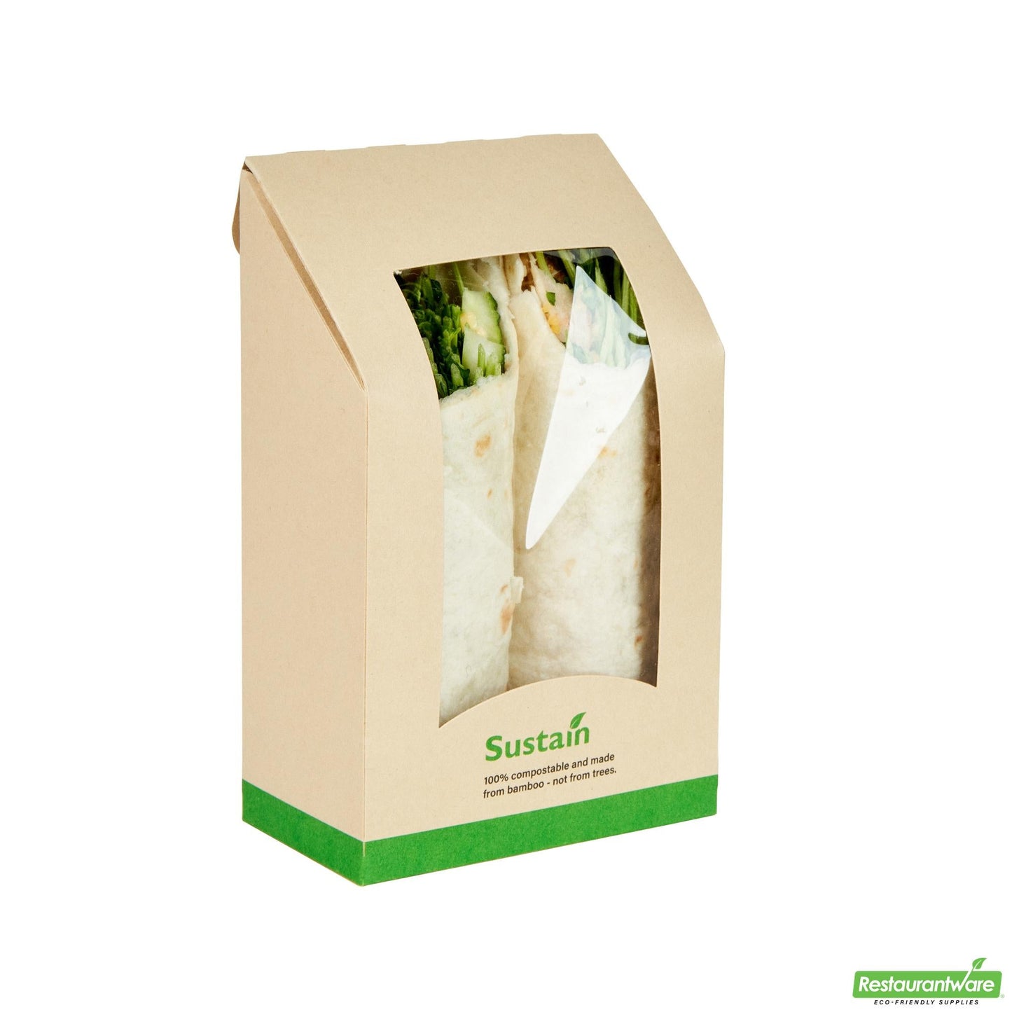 Wholesale Restaurantware Bamboo Paper Sandwich / Wrap Take Out Container - 5.9" X 3.7" X 2.1"- Bulk