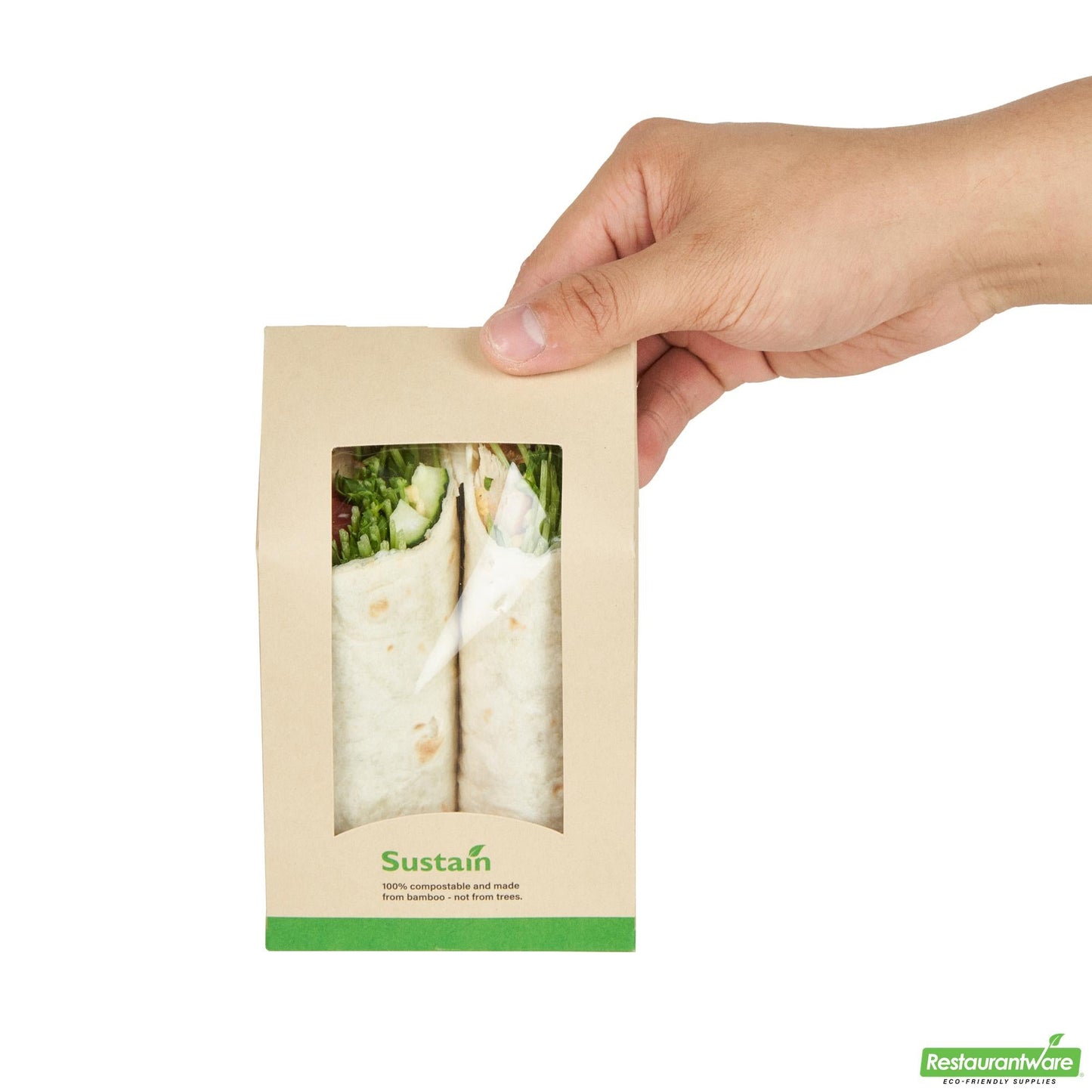 Wholesale Restaurantware Bamboo Paper Sandwich / Wrap Take Out Container - 5.9" X 3.7" X 2.1"- Bulk