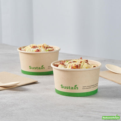 Wholesale Restaurantware 8 Oz Round Bamboo Paper to Go Cup - with Pla Lining, Compostable- Bulk