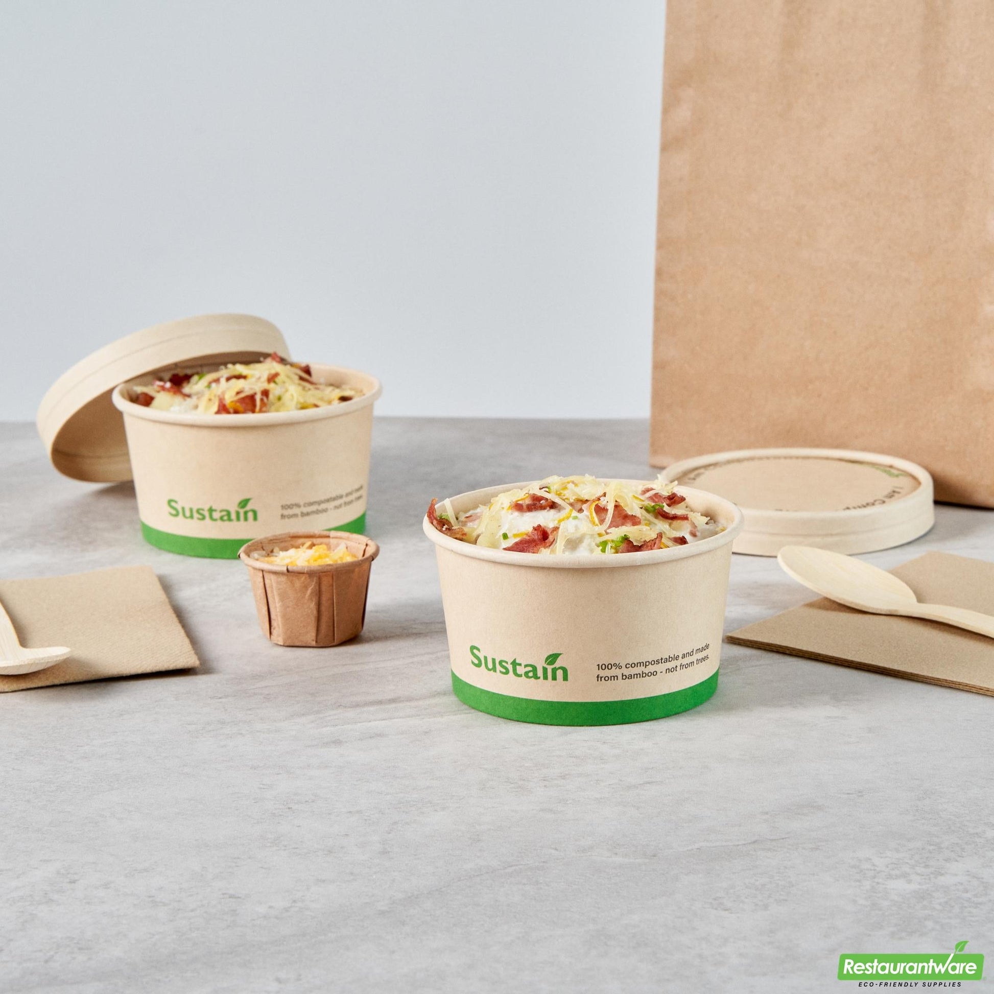 Wholesale Restaurantware 8 Oz Round Bamboo Paper to Go Cup - with Pla Lining, Compostable- Bulk