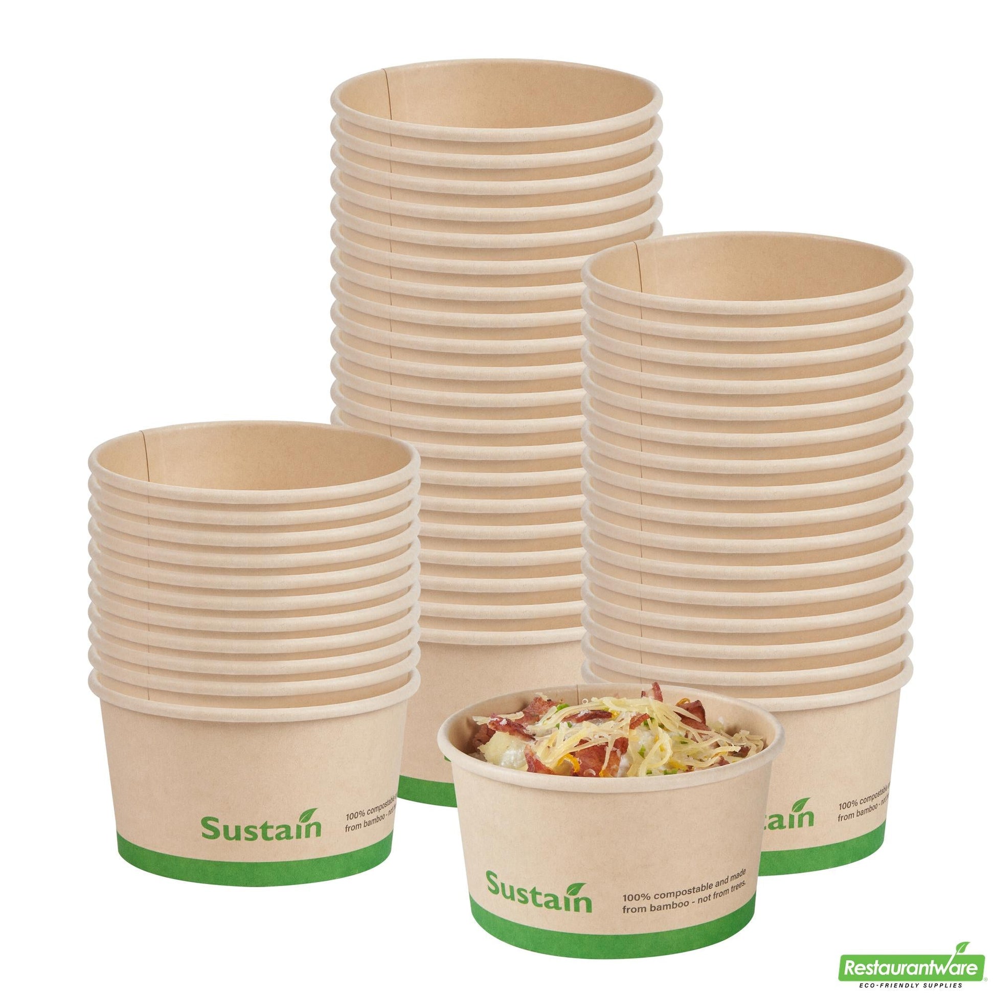 Wholesale Restaurantware 8 Oz Round Bamboo Paper to Go Cup - with Pla Lining, Compostable- Bulk