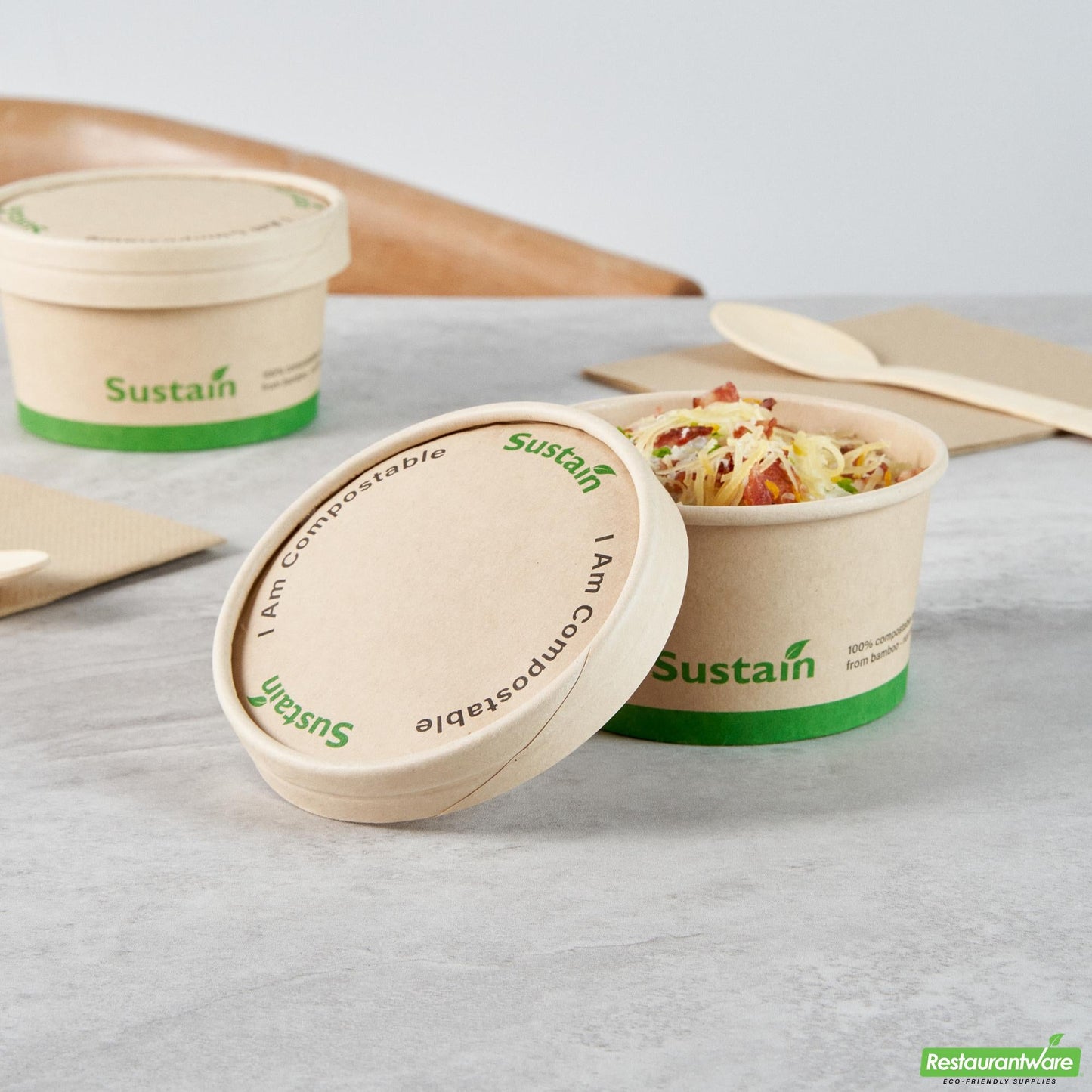 Wholesale Restaurantware Round Bamboo Paper to Go Cup Lid - with Pla Lining, Fits 8 Oz- Bulk