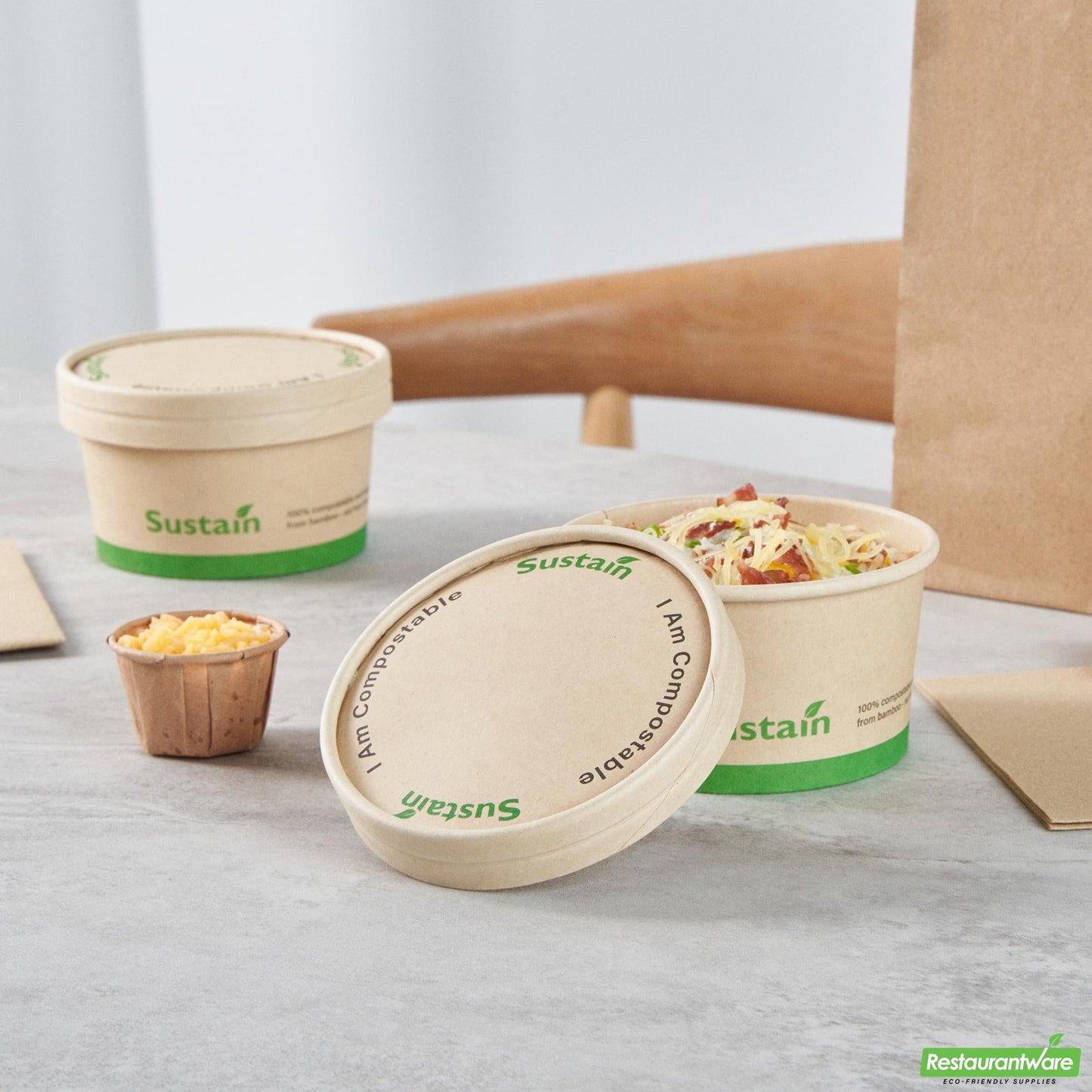 Wholesale Restaurantware Round Bamboo Paper to Go Cup Lid - with Pla Lining, Fits 8 Oz- Bulk