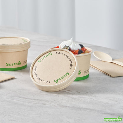 Wholesale Restaurantware Round Bamboo Paper to Go Cup Lid - with Pla Lining, Fits 5 Oz- Bulk