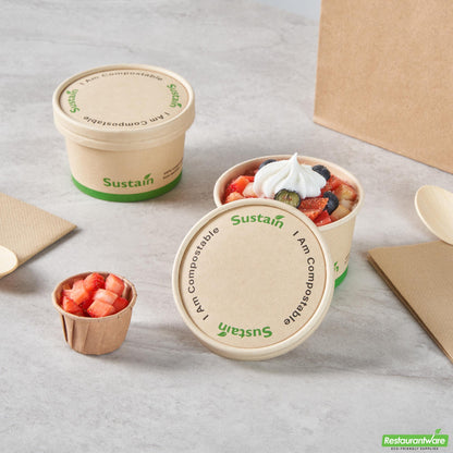 Wholesale Restaurantware Round Bamboo Paper to Go Cup Lid - with Pla Lining, Fits 5 Oz- Bulk
