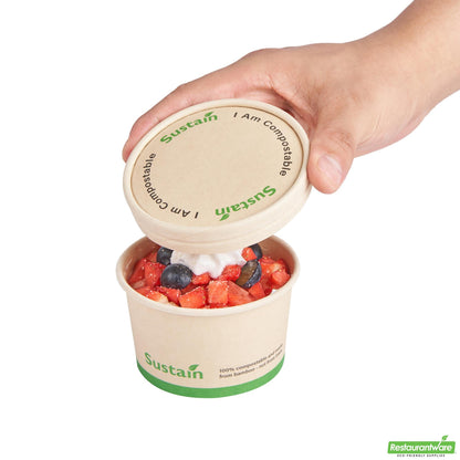 Wholesale Restaurantware Round Bamboo Paper to Go Cup Lid - with Pla Lining, Fits 5 Oz- Bulk