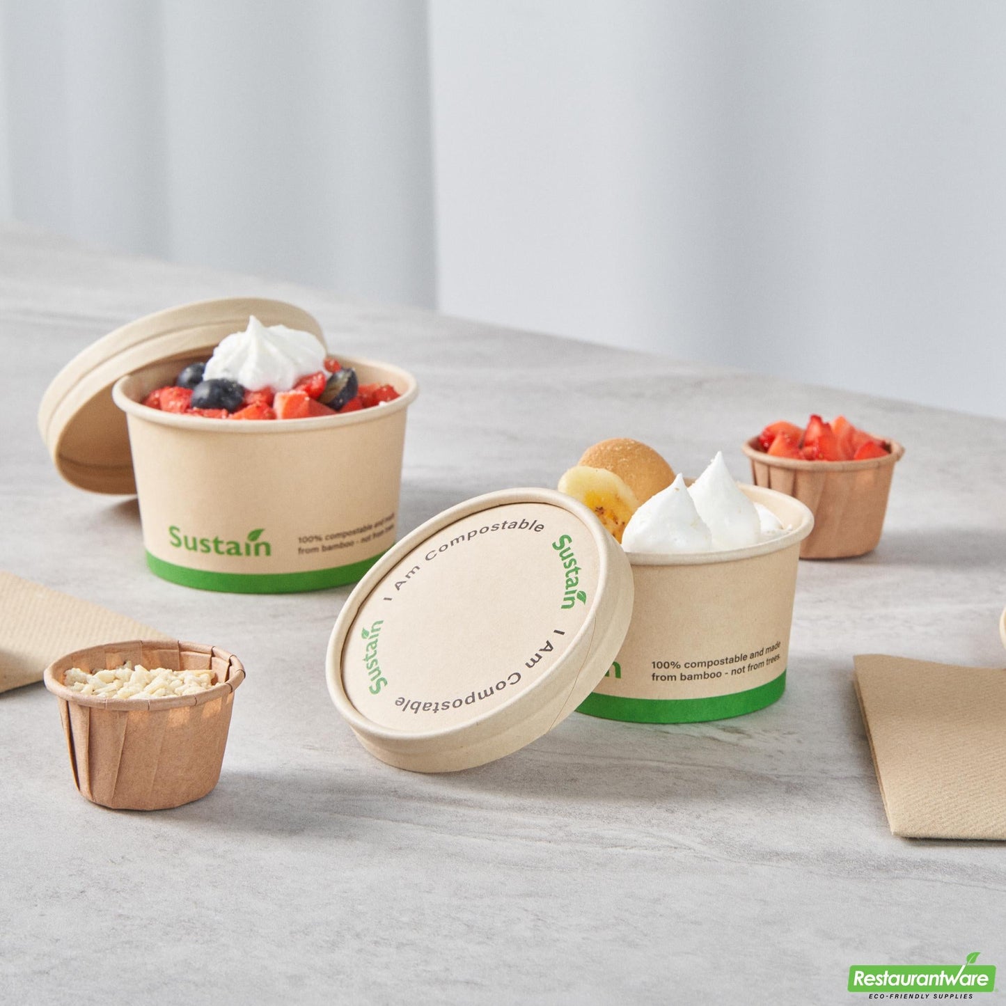 Wholesale Restaurantware Round Bamboo Paper to Go Cup Lid - with Pla Lining, Fits 3 and 4 Oz- Bulk