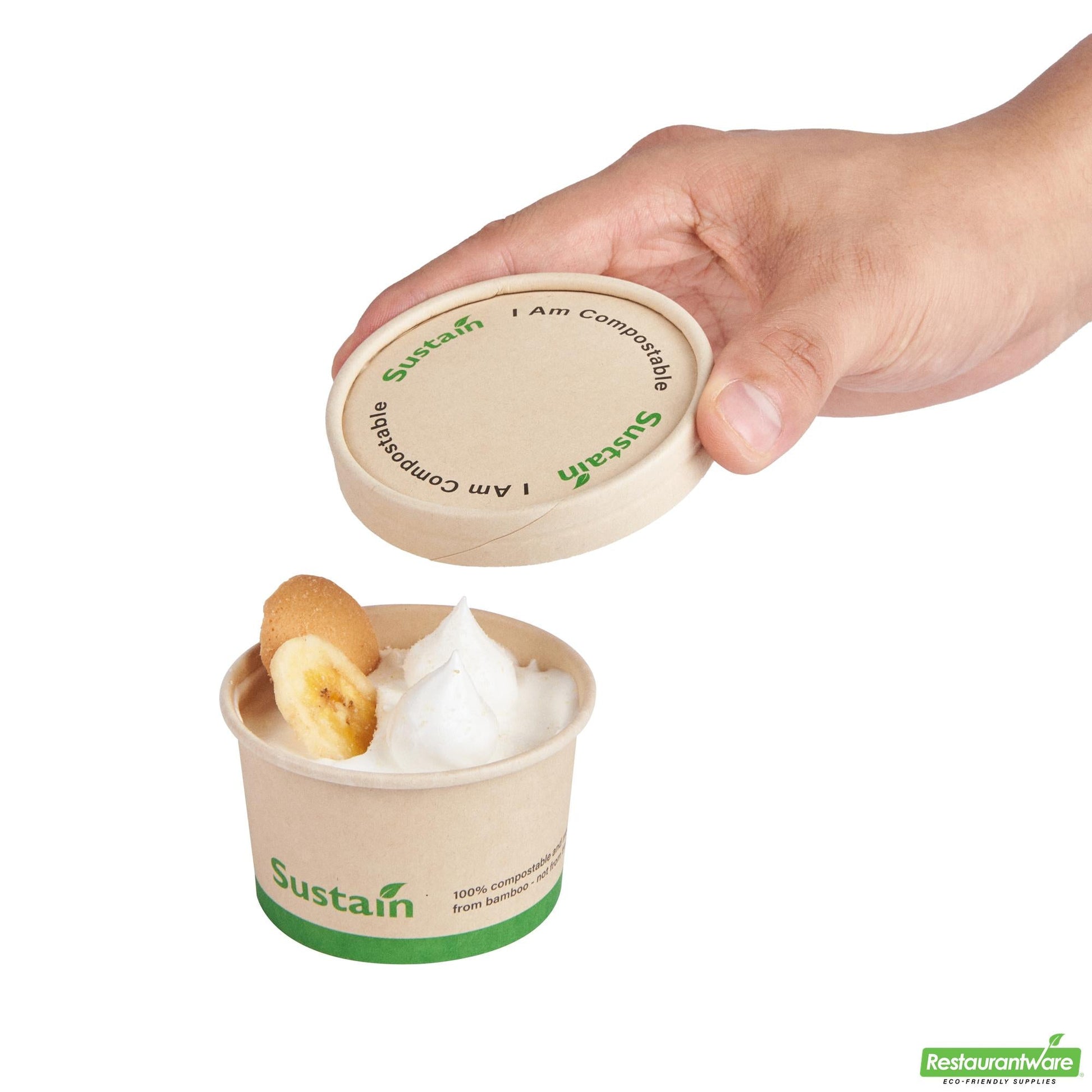 Wholesale Restaurantware Round Bamboo Paper to Go Cup Lid - with Pla Lining, Fits 3 and 4 Oz- Bulk