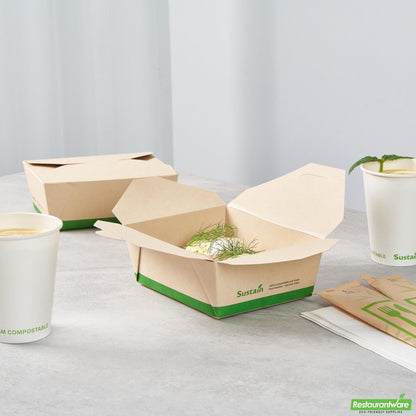 Wholesale Restaurantware 45 Oz Rectangle Bamboo Paper #8 Bio Box Take Out Container- Bulk