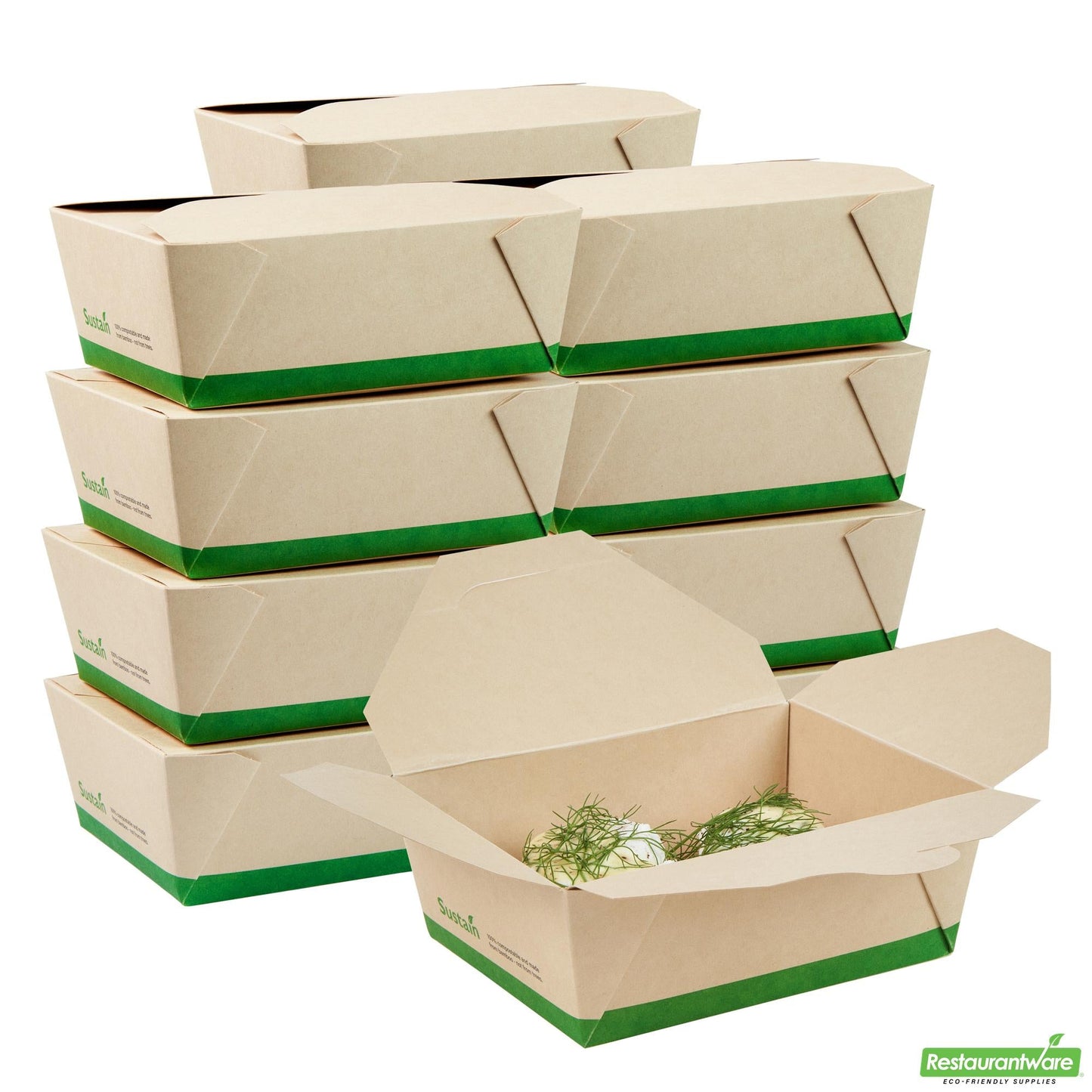 Wholesale Restaurantware 45 Oz Rectangle Bamboo Paper #8 Bio Box Take Out Container- Bulk