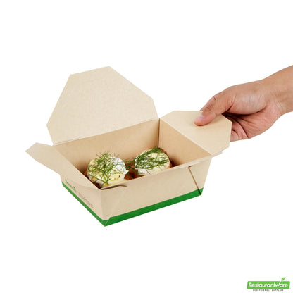 Wholesale Restaurantware 45 Oz Rectangle Bamboo Paper #8 Bio Box Take Out Container- Bulk