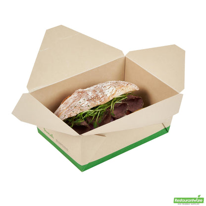 Restaurantware 98 Oz Rectangle Bamboo Paper #4 Bio Box Take Out Container