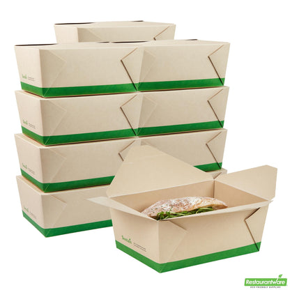 Restaurantware 98 Oz Rectangle Bamboo Paper #4 Bio Box Take Out Container