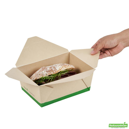 Restaurantware 98 Oz Rectangle Bamboo Paper #4 Bio Box Take Out Container