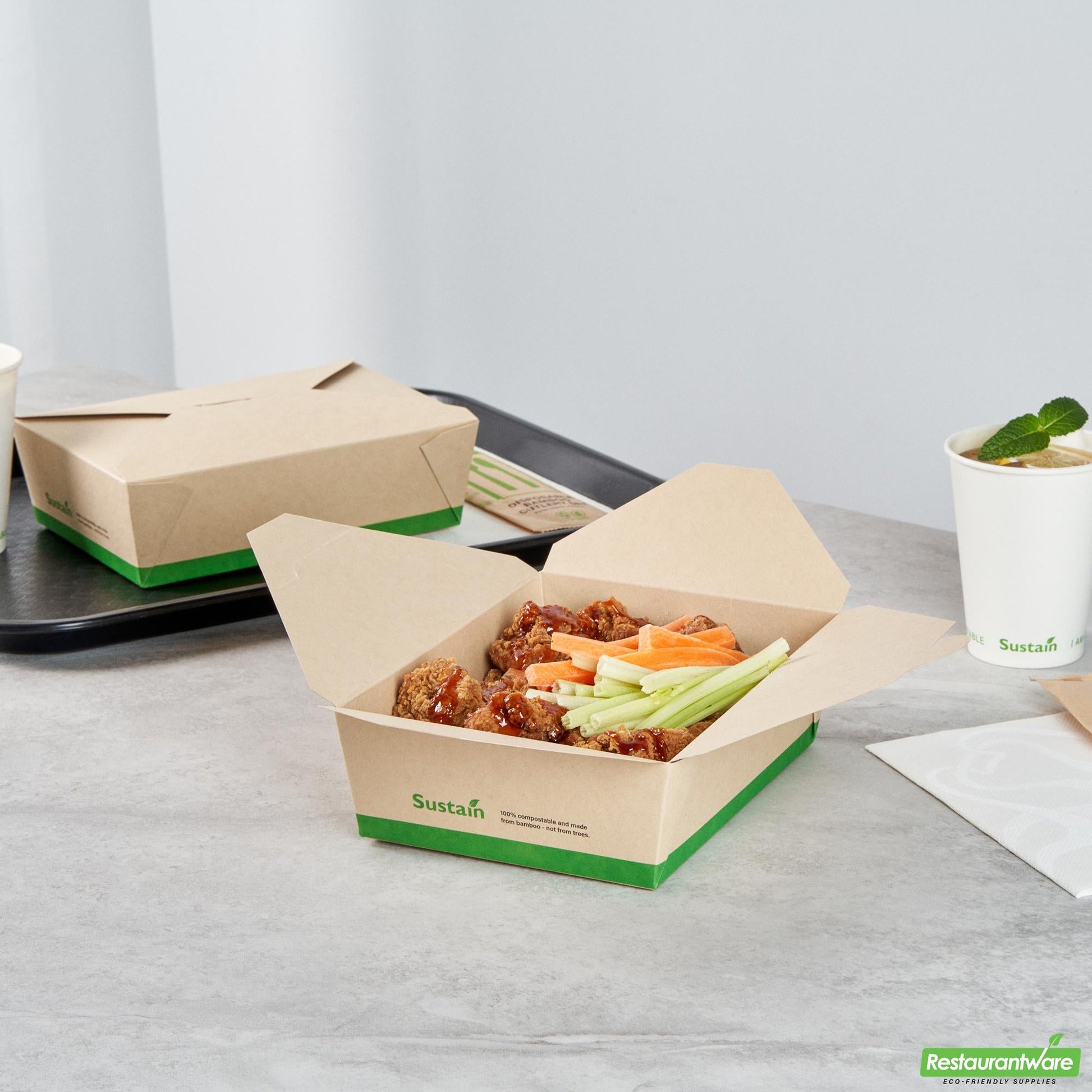 Wholesale Restaurantware 71 Oz Rectangle Bamboo Paper #3 Bio Box Take Out Container- Bulk