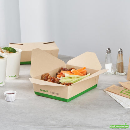 Wholesale Restaurantware 71 Oz Rectangle Bamboo Paper #3 Bio Box Take Out Container- Bulk