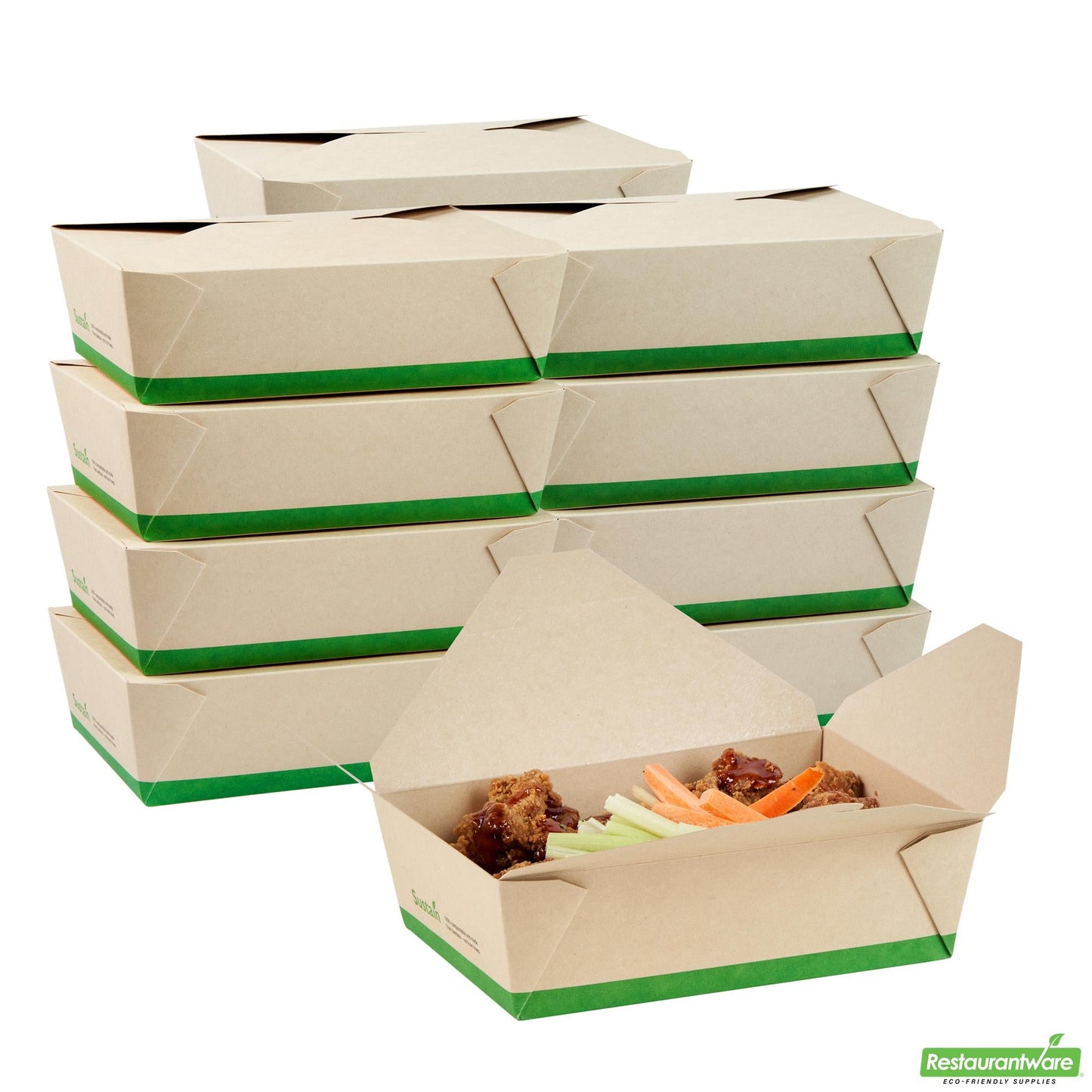 Wholesale Restaurantware 71 Oz Rectangle Bamboo Paper #3 Bio Box Take Out Container- Bulk