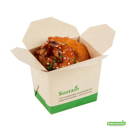 Wholesale Restaurantware 8 Oz Bamboo Paper Square Noodle Take Out Container - 2.8" X 2.2" X 2.5"- Bulk