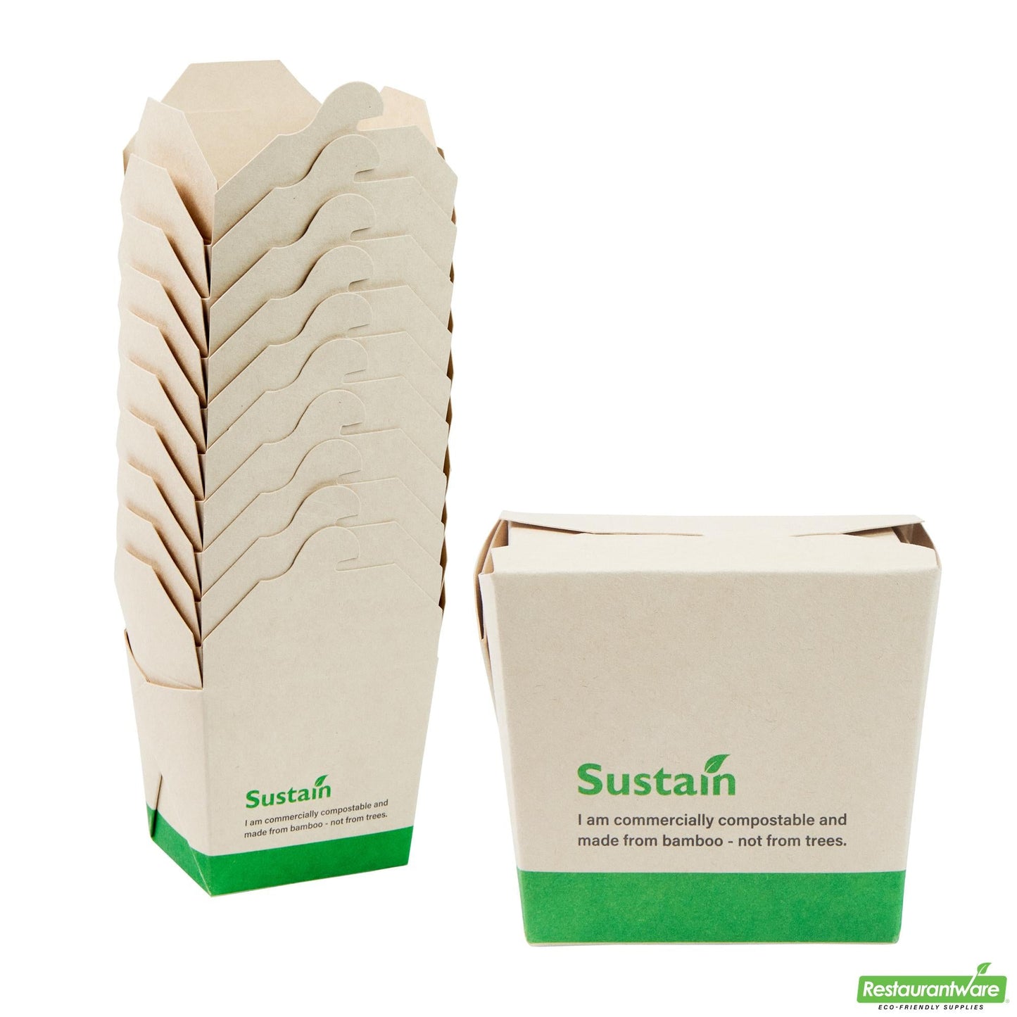 Wholesale Restaurantware 8 Oz Bamboo Paper Square Noodle Take Out Container - 2.8" X 2.2" X 2.5"- Bulk