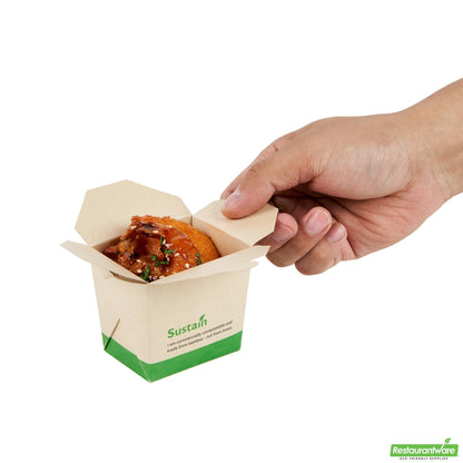 Wholesale Restaurantware 8 Oz Bamboo Paper Square Noodle Take Out Container - 2.8" X 2.2" X 2.5"- Bulk