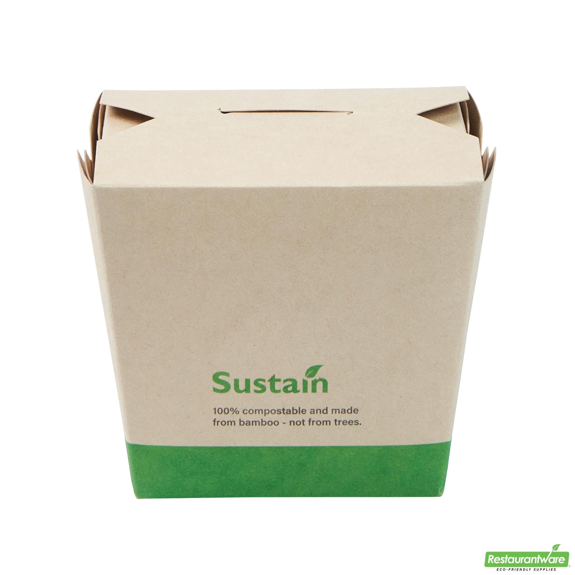Wholesale Restaurantware 16 Oz Bamboo Paper Square Noodle Take Out Container - 3.6" X 3" X 3.3"- Bulk
