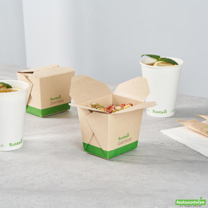 Wholesale Restaurantware 16 Oz Bamboo Paper Square Noodle Take Out Container - 3.6" X 3" X 3.3"- Bulk