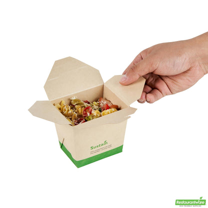 Wholesale Restaurantware 16 Oz Bamboo Paper Square Noodle Take Out Container - 3.6" X 3" X 3.3"- Bulk