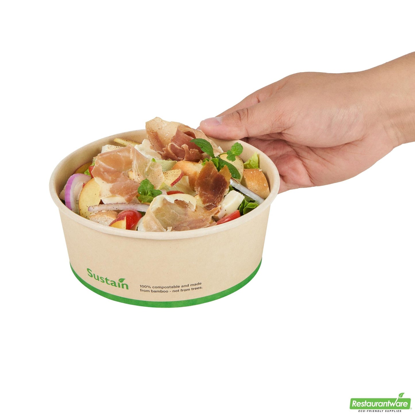Wholesale Restaurantware 25 Oz Bamboo Paper Salad Container - with Pla Lining, Compostable- Bulk