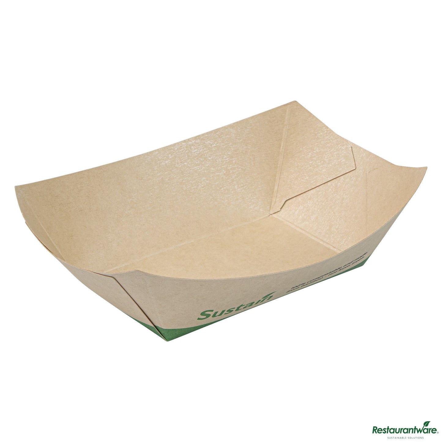 Restaurantware Sustain 6 Oz Bamboo Paper #40 Food Tray / Boat - Compostable - 3.3" X 2" X 1.4"