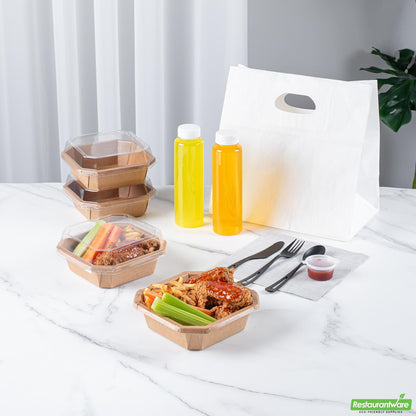 Restaurantware 22 Oz Octagonal Kraft Paper Take Out Container - Compostable