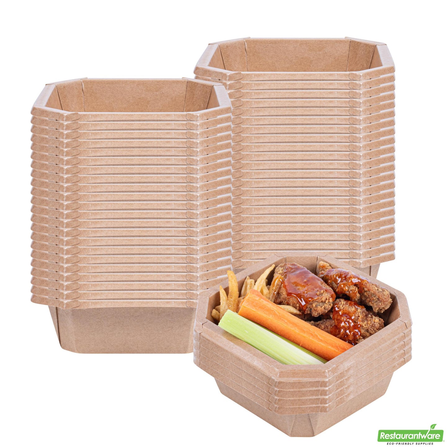 Restaurantware 22 Oz Octagonal Kraft Paper Take Out Container - Compostable