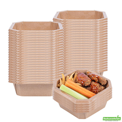 Restaurantware 22 Oz Octagonal Kraft Paper Take Out Container - Compostable
