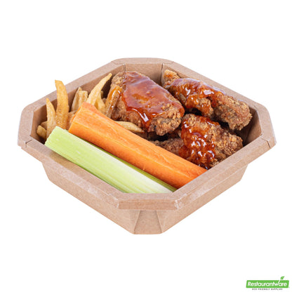 Restaurantware 22 Oz Octagonal Kraft Paper Take Out Container - Compostable