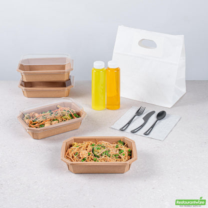 Wholesale Restaurantware Sustain 41 Oz Octagonal Kraft Paper Take Out Container - Compostable - 8 3/4" X 6" X 2"- Bulk