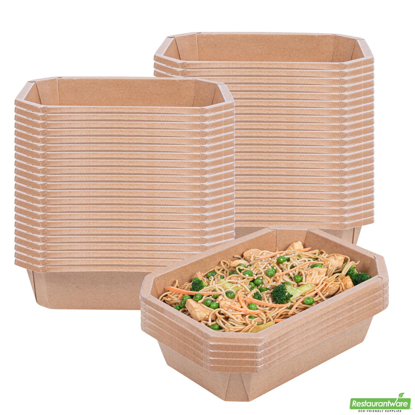 Wholesale Restaurantware Sustain 41 Oz Octagonal Kraft Paper Take Out Container - Compostable - 8 3/4" X 6" X 2"- Bulk