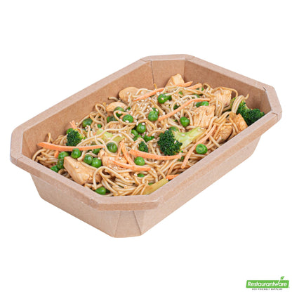 Wholesale Restaurantware Sustain 41 Oz Octagonal Kraft Paper Take Out Container - Compostable - 8 3/4" X 6" X 2"- Bulk