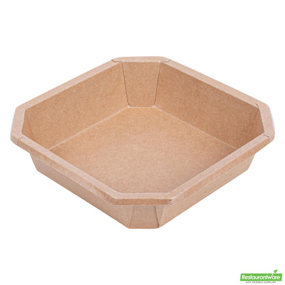 Wholesale Restaurantware Sustain 41 Oz Octagonal Kraft Paper Take Out Container - Compostable - 7 3/4" X 7 3/4" X 2"- Bulk
