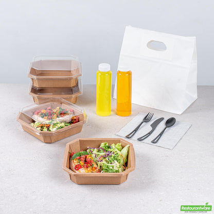 Wholesale Restaurantware Sustain 41 Oz Octagonal Kraft Paper Take Out Container - Compostable - 7 3/4" X 7 3/4" X 2"- Bulk