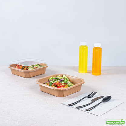 Wholesale Restaurantware Sustain 41 Oz Octagonal Kraft Paper Take Out Container - Compostable - 7 3/4" X 7 3/4" X 2"- Bulk